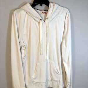 Vintage Cotton Size L Long Sleeve Hooded Pullover Kangaroo Pockets Sweatshirt